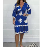 Load image into Gallery viewer, Elegant V-Neck Midi Dress – Effortless Grace for Every Occasion