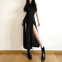 Load image into Gallery viewer, Urban Muse: Solid Split-Side Midi Dress for Women