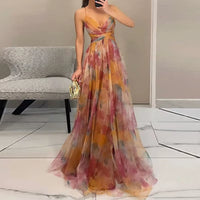 Load image into Gallery viewer, Elegant Pleated Mesh Evening Dress – Off Shoulder, Backless, High Waist Long Vacation Dress for Women