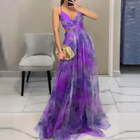 Load image into Gallery viewer, Elegant Pleated Mesh Evening Dress – Off Shoulder, Backless, High Waist Long Vacation Dress for Women